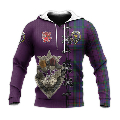 Printivon Wardlaw Tartan Hoodie Lion Rampant And Celtic Thistle Style
