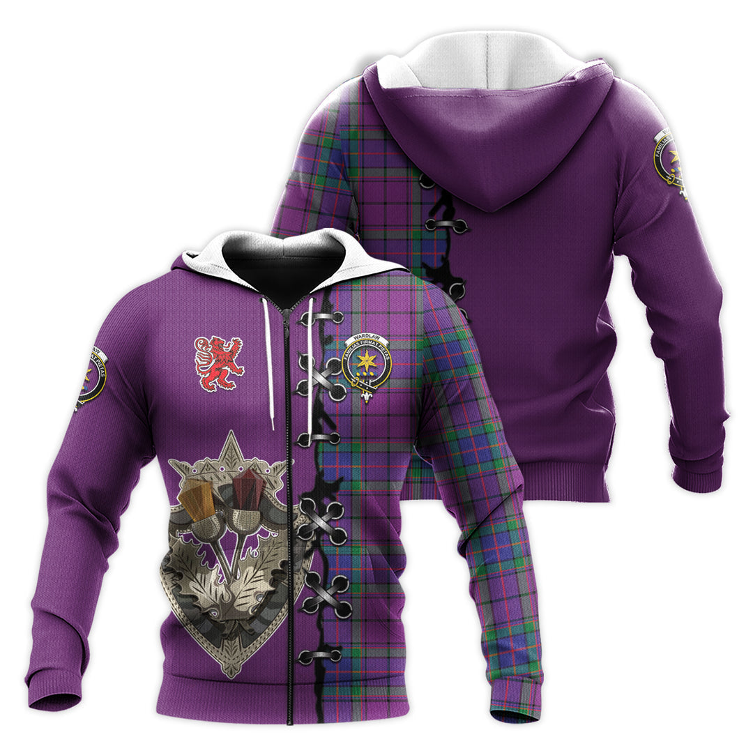 Printivon Wardlaw Modern Tartan Hoodie Lion Rampant And Celtic Thistle Style
