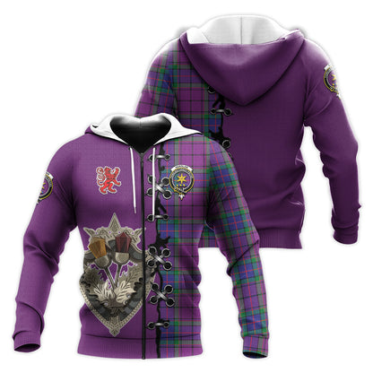 Printivon Wardlaw Modern Tartan Hoodie Lion Rampant And Celtic Thistle Style