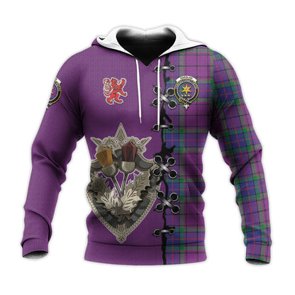 Printivon Wardlaw Modern Tartan Hoodie Lion Rampant And Celtic Thistle Style