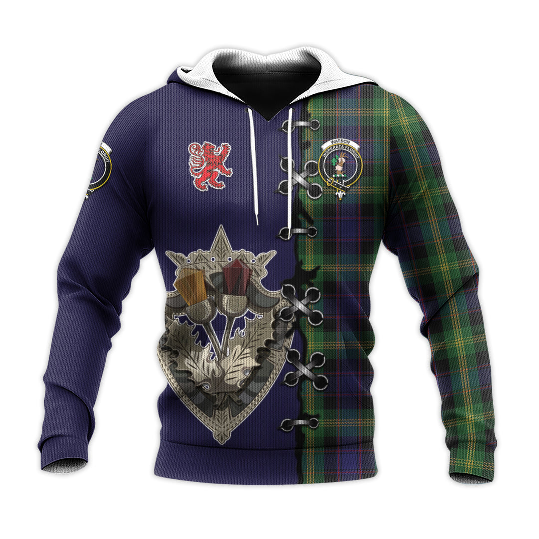 Printivon Watson Tartan Hoodie Lion Rampant And Celtic Thistle Style