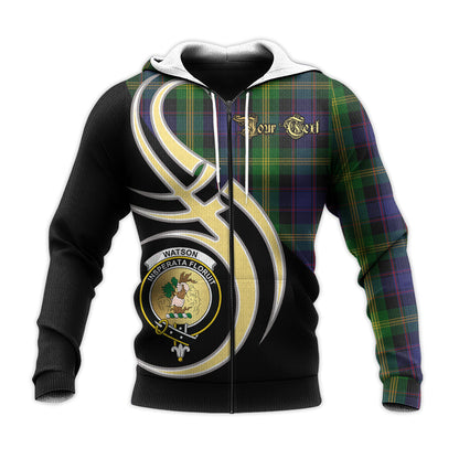 Printivon Watson Clan Believe In Me Crest Tartan Knitted Hoodie Custom Your Text