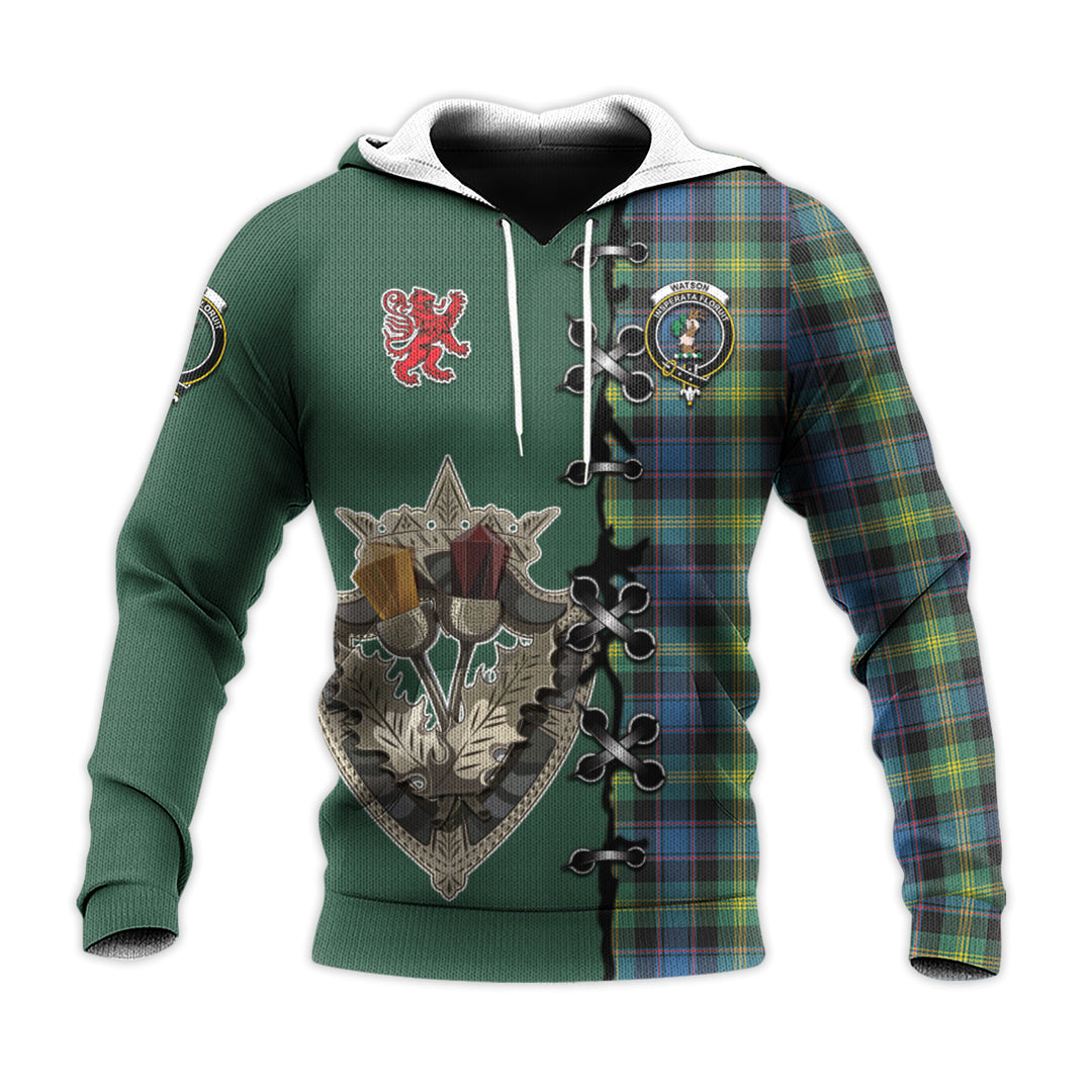 Printivon Watson Ancient Tartan Hoodie Lion Rampant And Celtic Thistle Style
