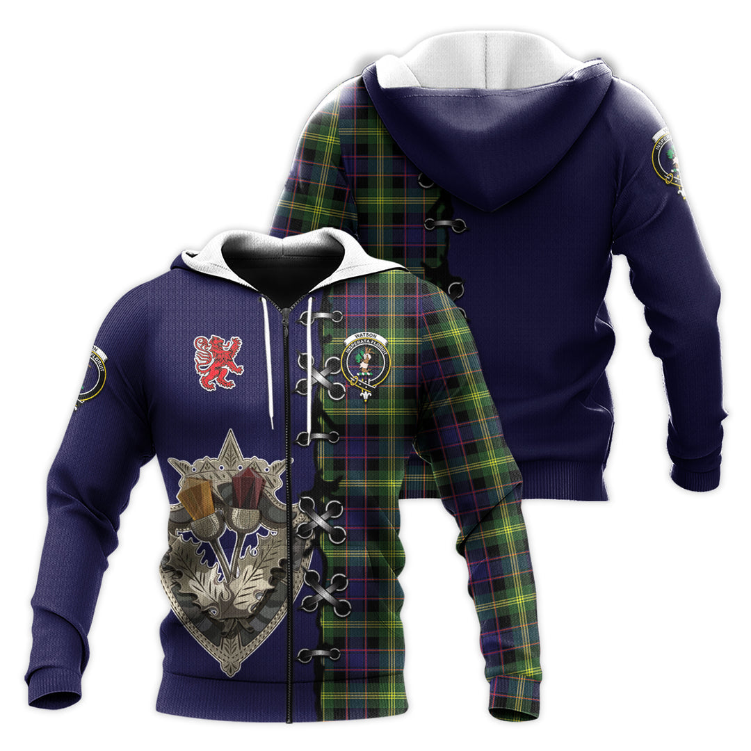 Printivon Watson Modern Tartan Hoodie Lion Rampant And Celtic Thistle Style