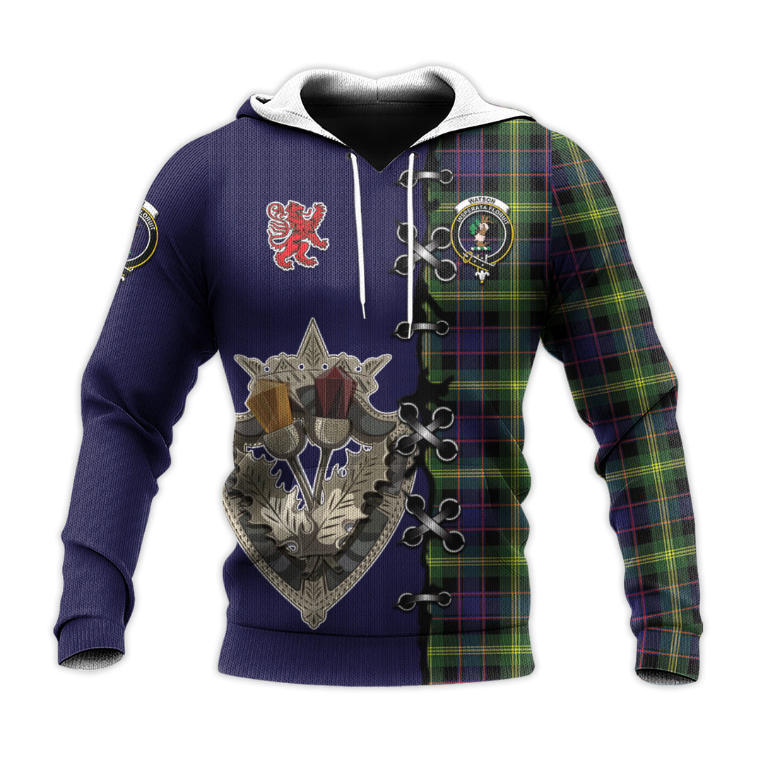 Printivon Watson Modern Tartan Hoodie Lion Rampant And Celtic Thistle Style