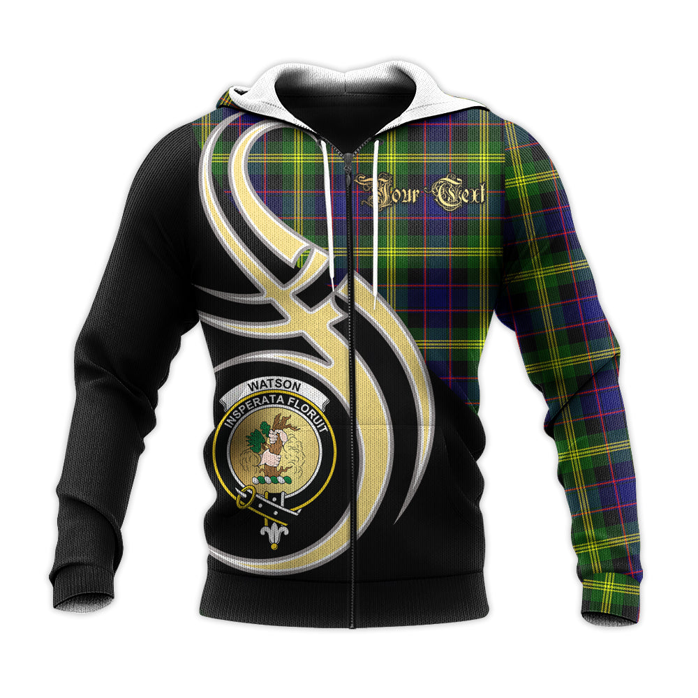 Printivon Watson Modern Clan Believe In Me Crest Tartan Knitted Hoodie Custom Your Text