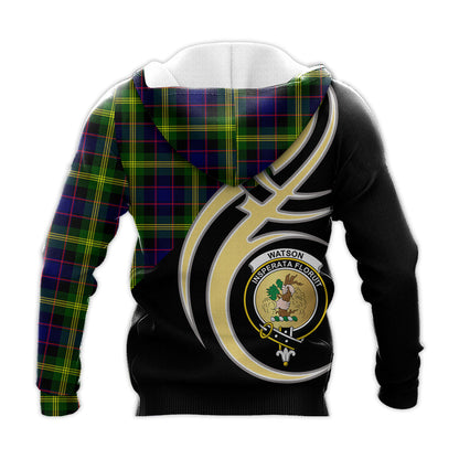 Printivon Watson Modern Clan Believe In Me Crest Tartan Knitted Hoodie Custom Your Text