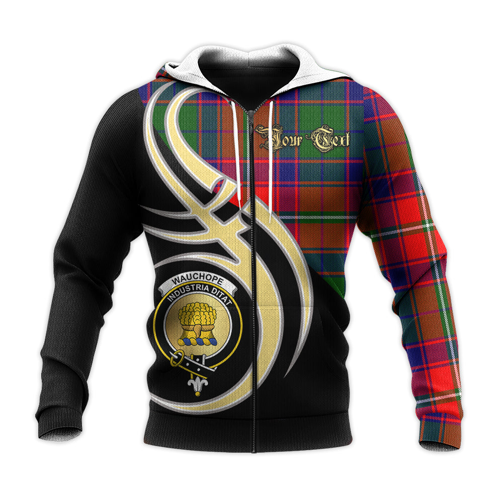 Printivon Wauchope Clan Believe In Me Crest Tartan Knitted Hoodie Custom Your Text