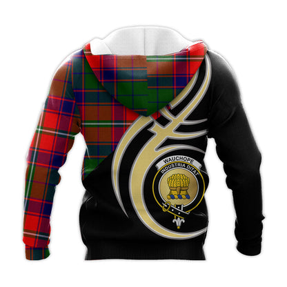 Printivon Wauchope Clan Believe In Me Crest Tartan Knitted Hoodie Custom Your Text