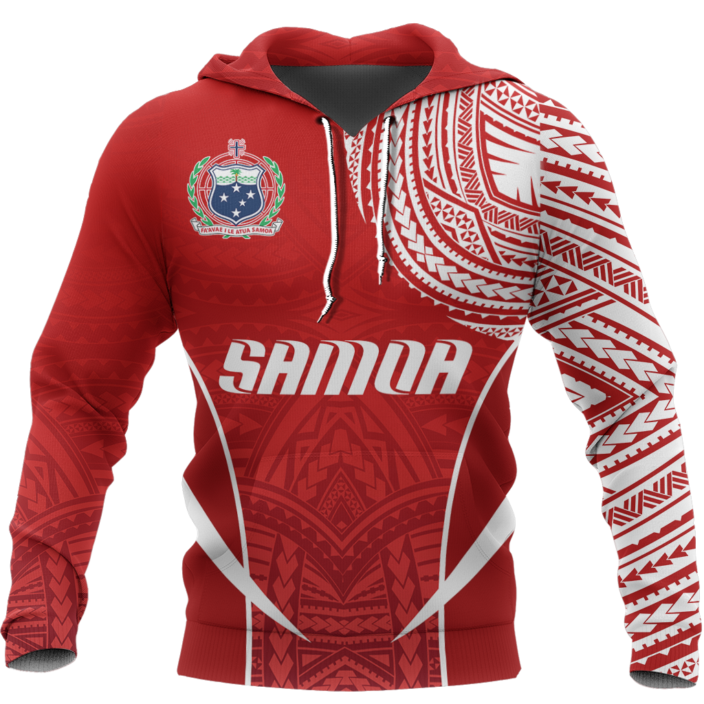 Samoa Active Special Hoodie Samoa Coat Of Arms Polynesian Tattoo Red A7