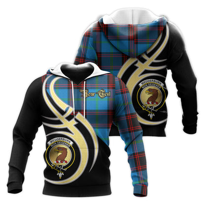 Printivon Wedderburn Clan Believe In Me Crest Tartan Knitted Hoodie Custom Your Text