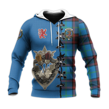 Printivon Wedderburn Tartan Hoodie Lion Rampant And Celtic Thistle Style
