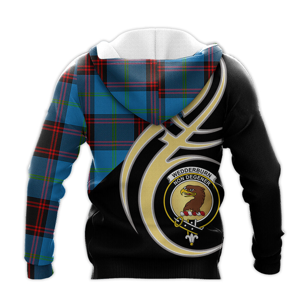 Printivon Wedderburn Clan Believe In Me Crest Tartan Knitted Hoodie Custom Your Text