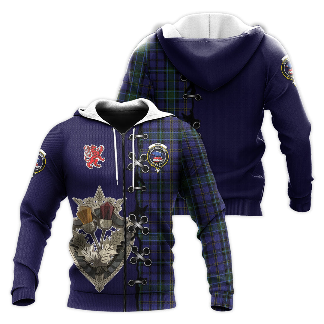 Printivon Weir Tartan Hoodie Lion Rampant And Celtic Thistle Style