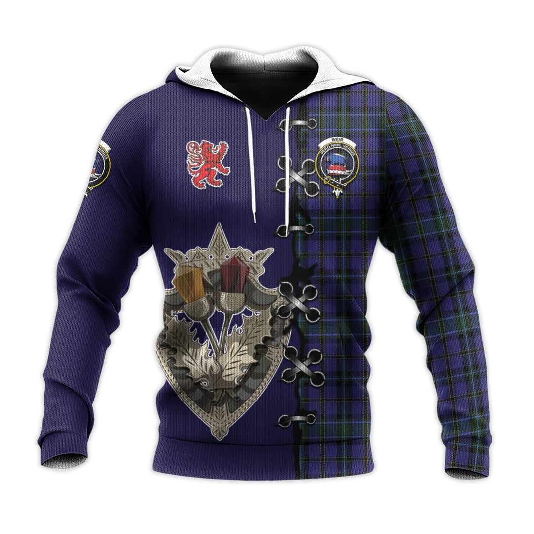 Printivon Weir Tartan Hoodie Lion Rampant And Celtic Thistle Style