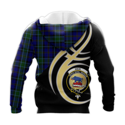 Printivon Weir Clan Believe In Me Crest Tartan Knitted Hoodie Custom Your Text