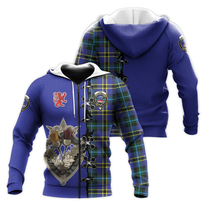 Printivon Weir Modern Tartan Hoodie Lion Rampant And Celtic Thistle Style