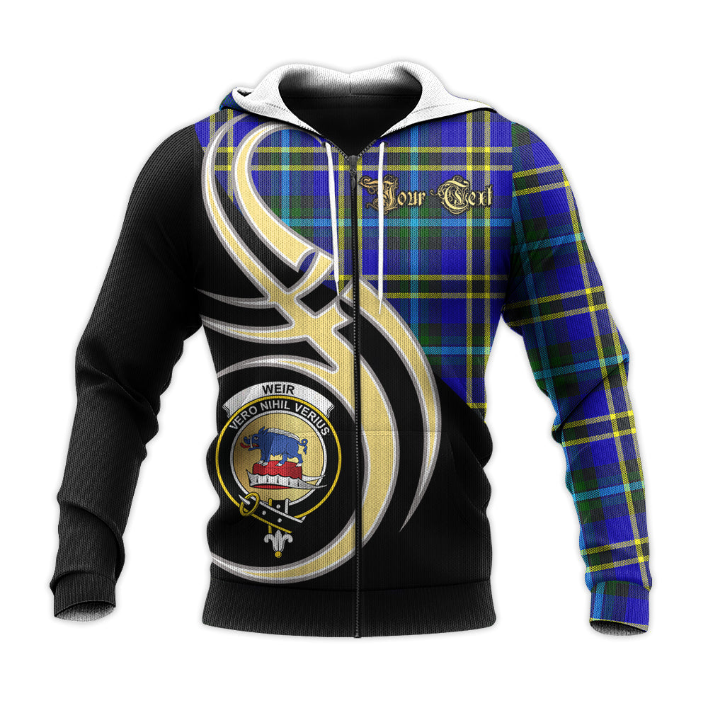Printivon Weir Modern Clan Believe In Me Crest Tartan Knitted Hoodie Custom Your Text