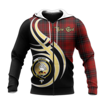 Printivon Wemyss Clan Believe In Me Crest Tartan Knitted Hoodie Custom Your Text