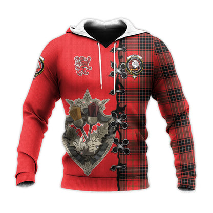 Printivon Wemyss Modern Tartan Hoodie Lion Rampant And Celtic Thistle Style