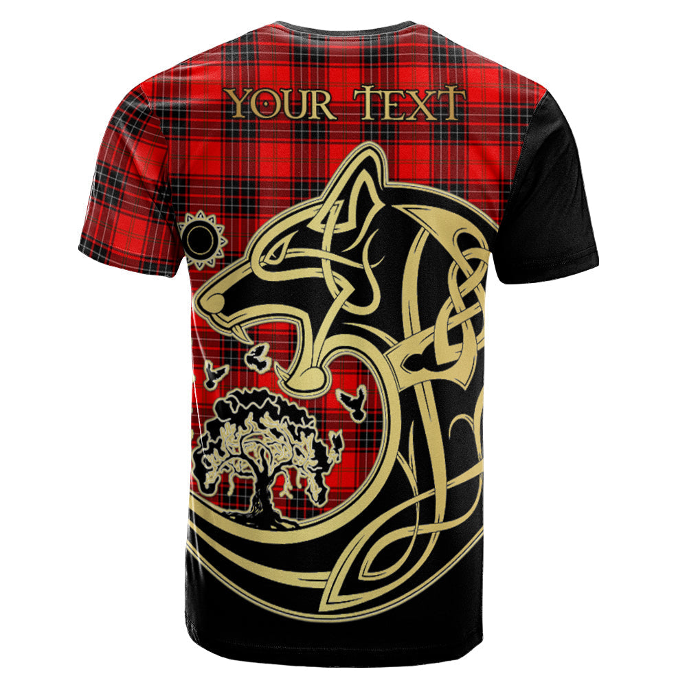 Printivon Wemyss Modern Crest Celtic Wolf Tartan T Shirt Custom Your Text