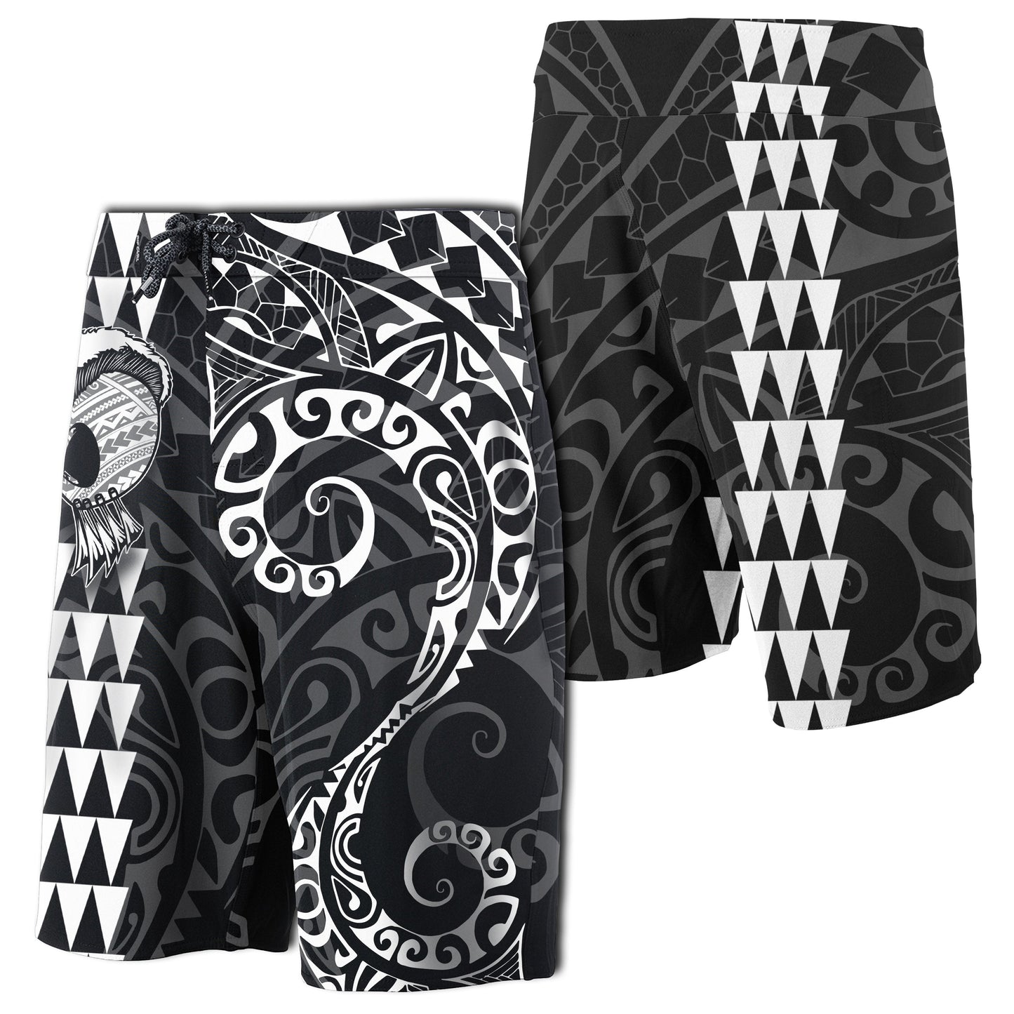 Hawaii Polynesian Warrior Board Shorts White