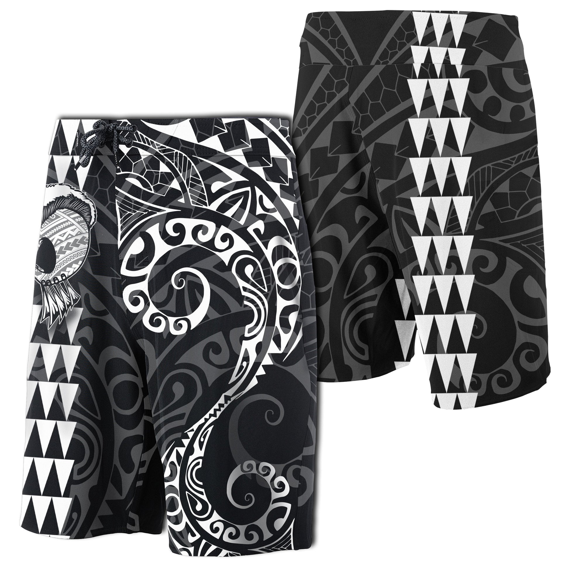 Hawaii Polynesian Warrior Board Shorts White
