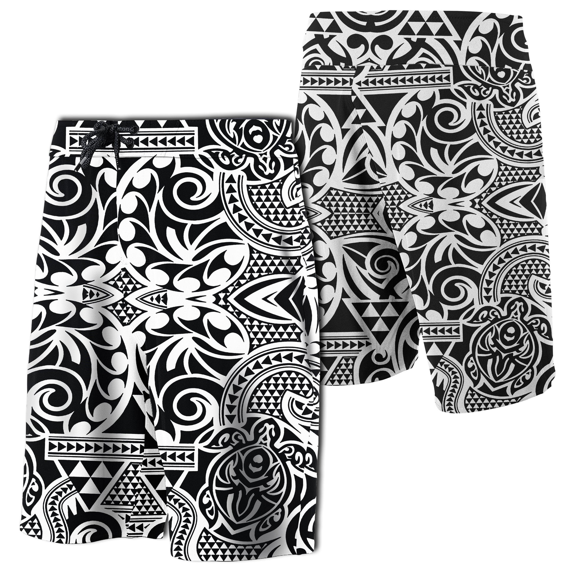 Hawaii Polynesian Tribal Turtle Board Shorts White