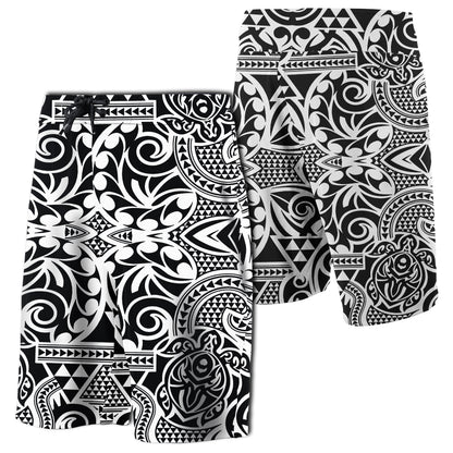 Hawaii Polynesian Tribal Turtle Board Shorts White
