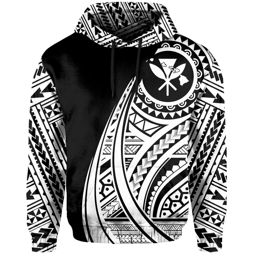 Hawaii Kanaka Polynesian Hoodie Tatoo Style White