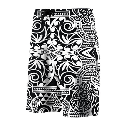 Hawaii Polynesian Tribal Turtle Board Shorts White