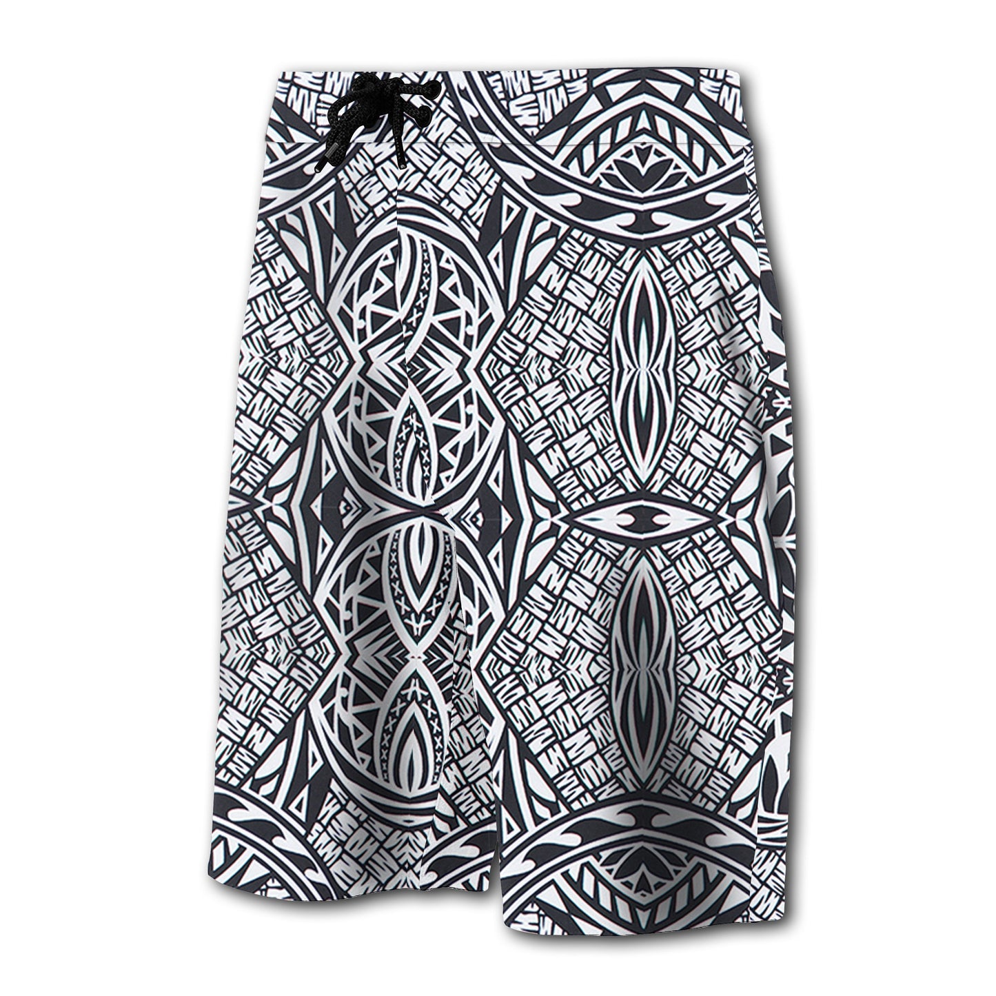 Hawaii Polynesian Lauhala Mix Board Shorts White