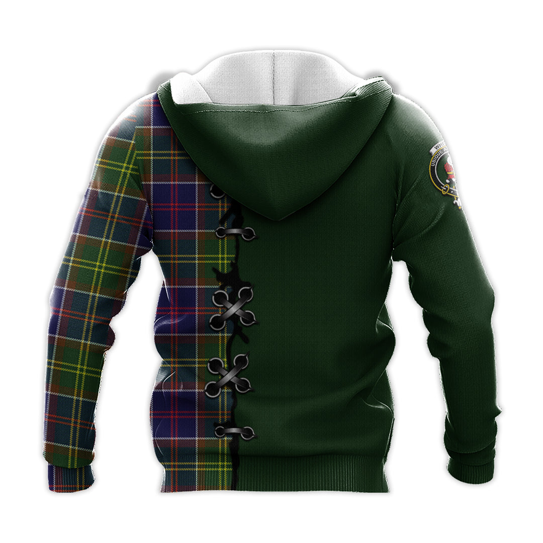 Printivon Whitefoord Modern Tartan Hoodie Lion Rampant And Celtic Thistle Style