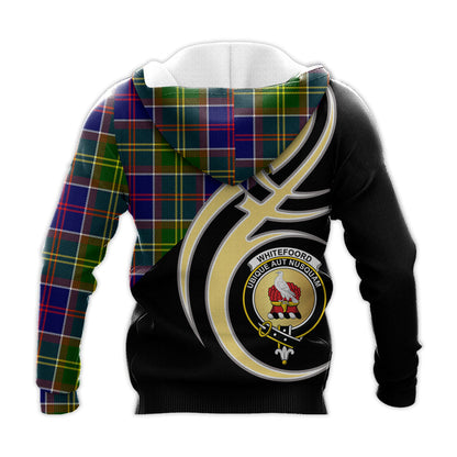 Printivon Whitefoord Modern Clan Believe In Me Crest Tartan Knitted Hoodie Custom Your Text