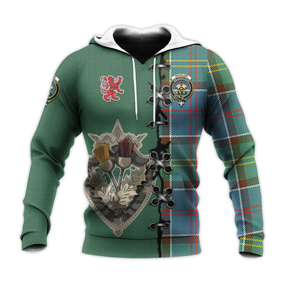 Printivon Whitelaw Tartan Hoodie Lion Rampant And Celtic Thistle Style