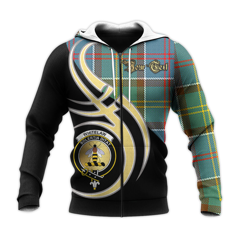 Printivon Whitelaw Clan Believe In Me Crest Tartan Knitted Hoodie Custom Your Text