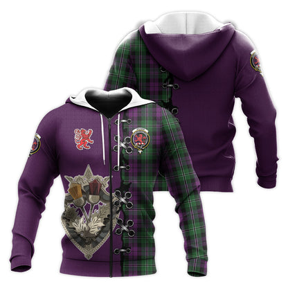 Printivon Wilson Tartan Hoodie Lion Rampant And Celtic Thistle Style