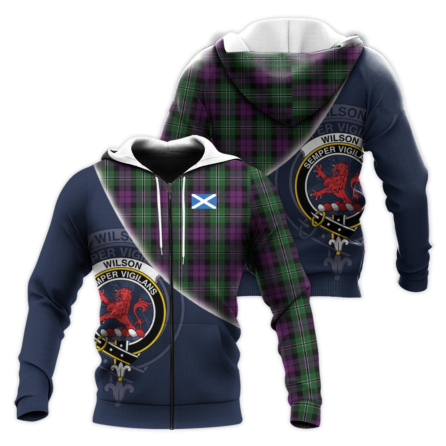 Printivon Wilson Tartan Scottish Crest Hoodie