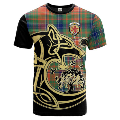 Printivon Wilson Ancient Crest Celtic Wolf Tartan T Shirt Custom Your Text