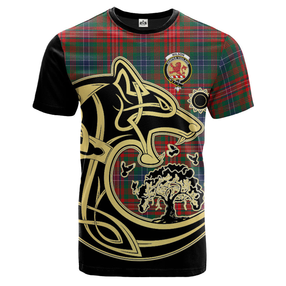 Printivon Wilson Modern Crest Celtic Wolf Tartan T Shirt Custom Your Text