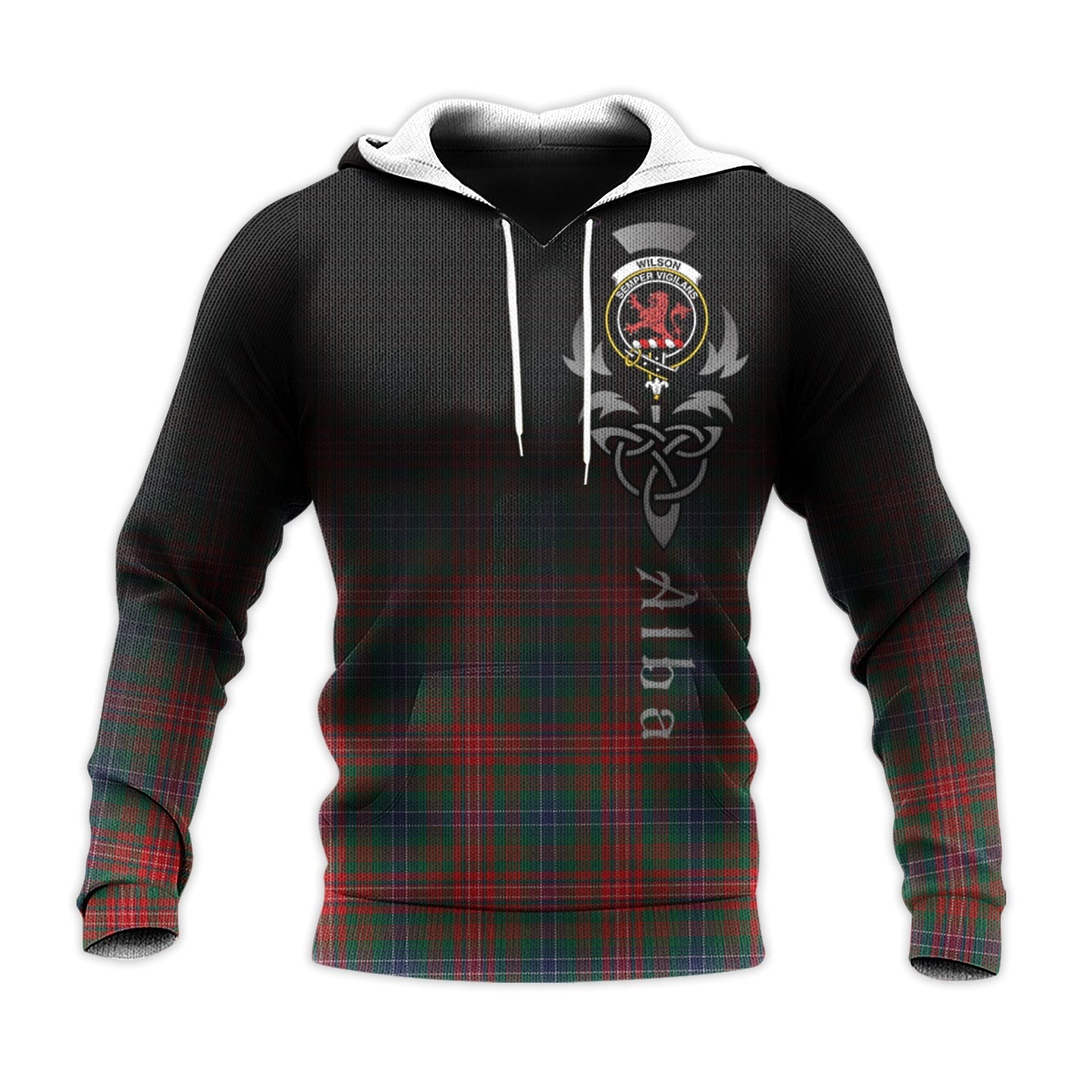 Printivon Wilson Modern Tartan Crest Alba Celtic Hoodie