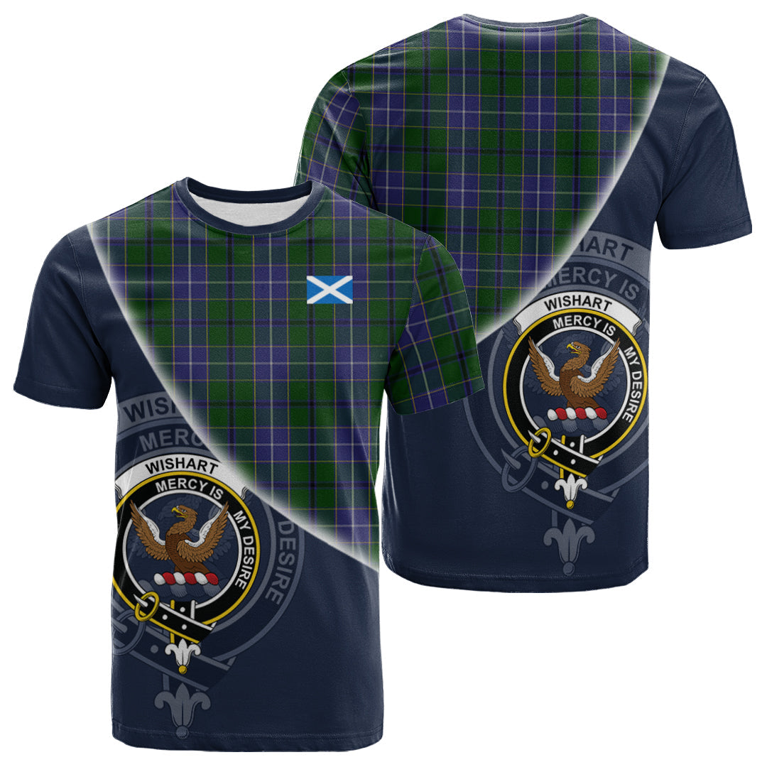 Printivon Wishart Hunting Tartan Scottish Crest T Shirt