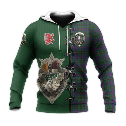 Printivon Wood Tartan Hoodie Lion Rampant And Celtic Thistle Style