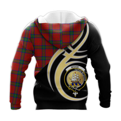 Printivon Wood Dress Clan Believe In Me Crest Tartan Knitted Hoodie Custom Your Text