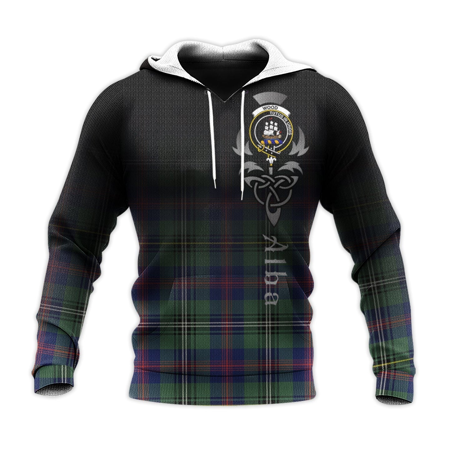 Printivon Wood Modern Tartan Crest Alba Celtic Hoodie