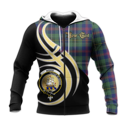 Printivon Wood Modern Clan Believe In Me Crest Tartan Knitted Hoodie Custom Your Text