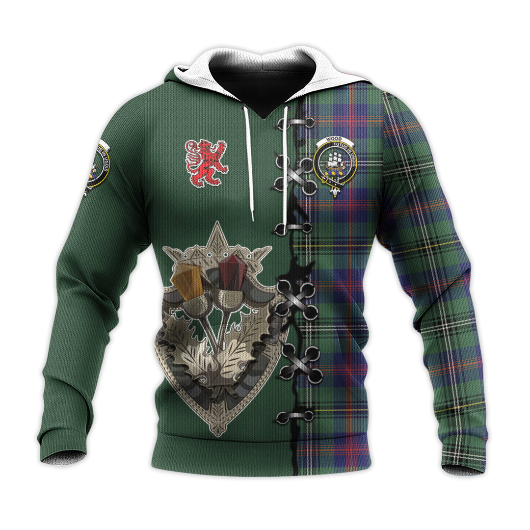 Printivon Wood Modern Tartan Hoodie Lion Rampant And Celtic Thistle Style