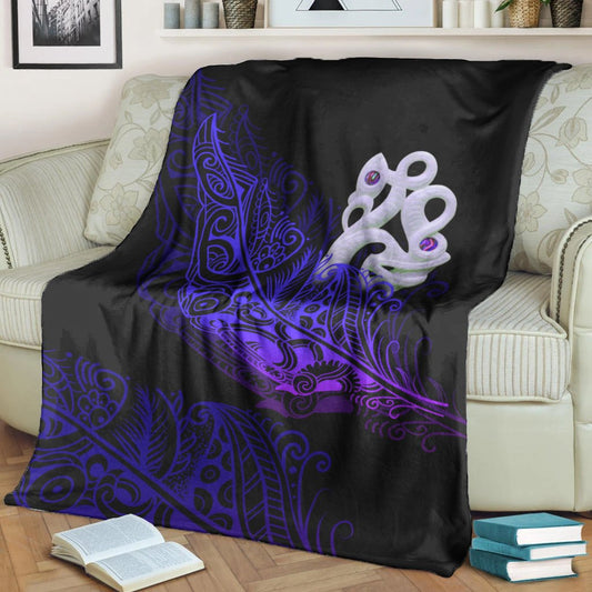 Aotearoa Premium Blanket Purple Fern Mix Manaia Matau