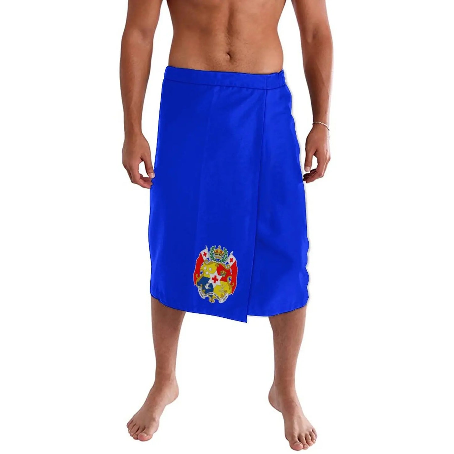 Tonga Polynesian Tribal Pattern Ie Faitaga Blue Lavalava Island Wear Wrap Skirt For Men