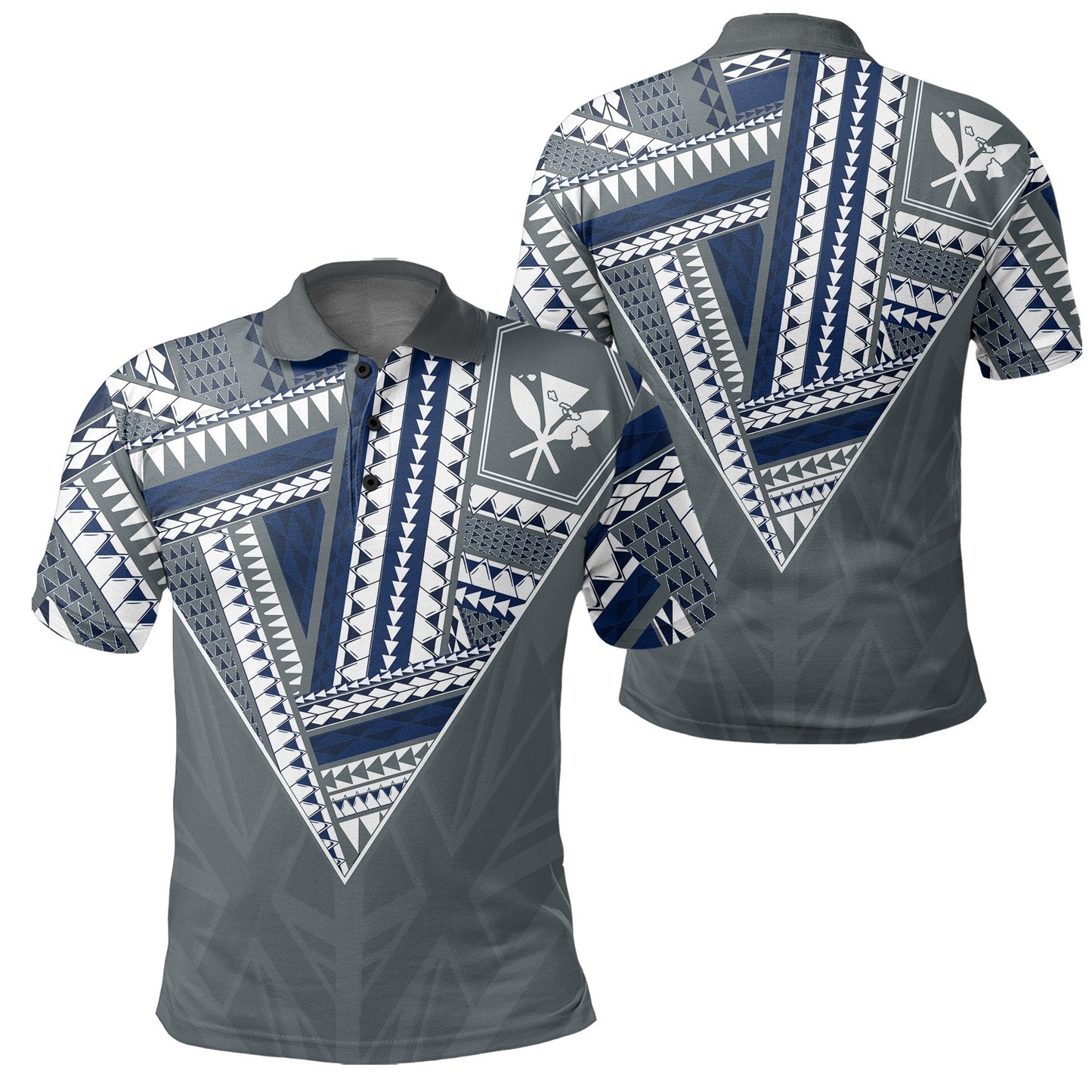Hawaii Polo Shirt - Football Jersey Style - Gray And White - AH